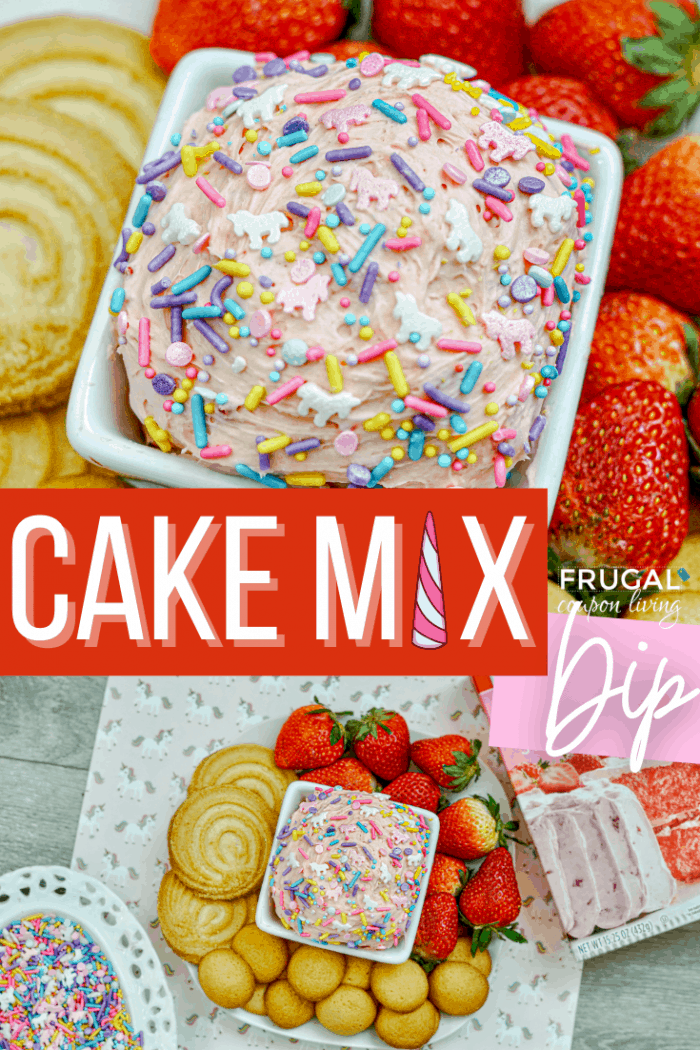 cake mix dip with strawberries and cookies