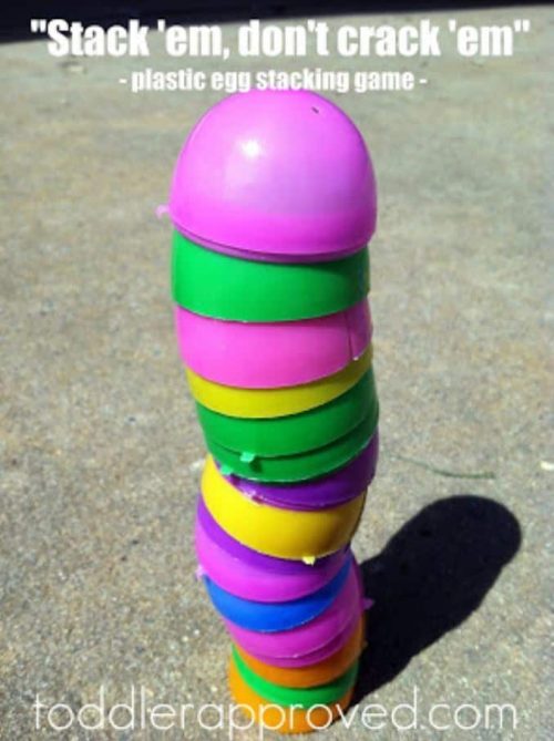 Minute to Win It Easter Egg Stack + Easter Games for Kids