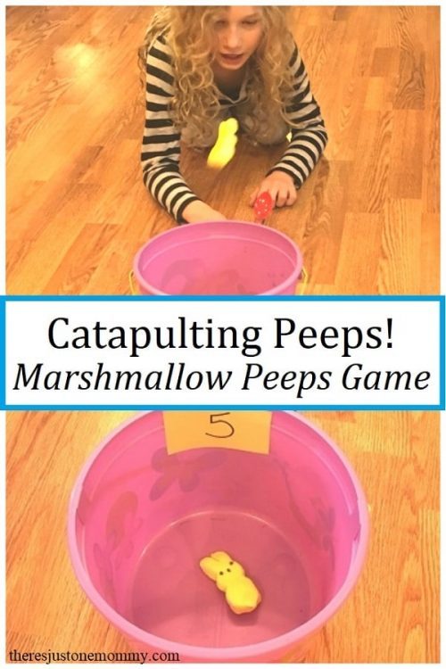 Easter STEM Activities & Games + Plastic Spoon Craft Stick Catapults with Peeps Candy