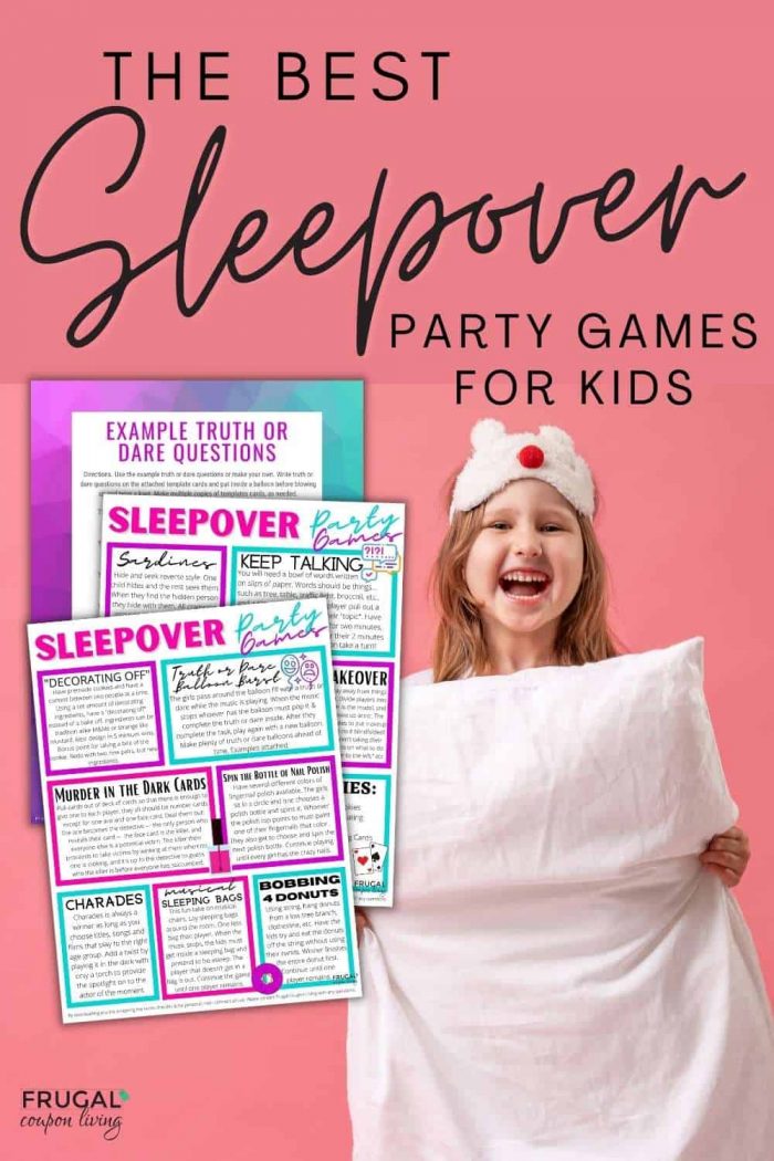 Sleepover pajama party games printable PDF
