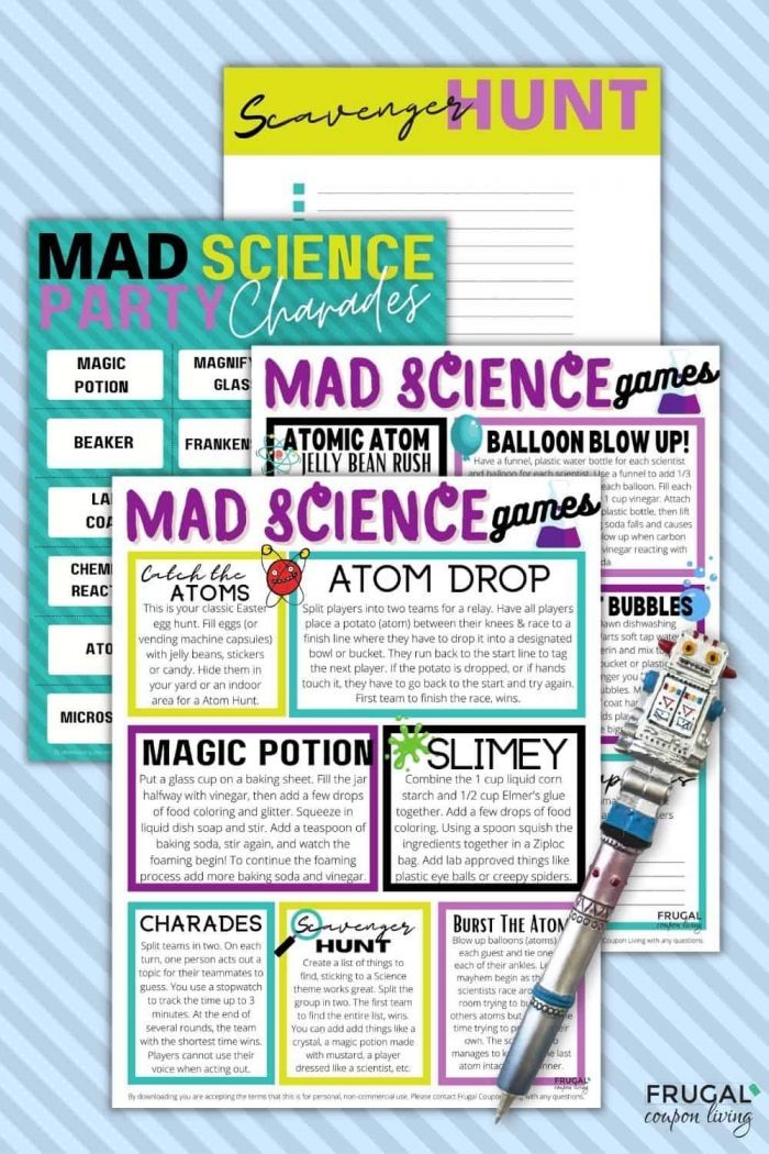 Mad Science Party Activities and Games Printable