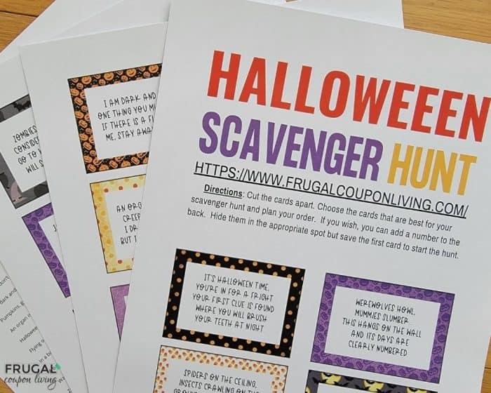 printable Halloween scavenger hunt clues