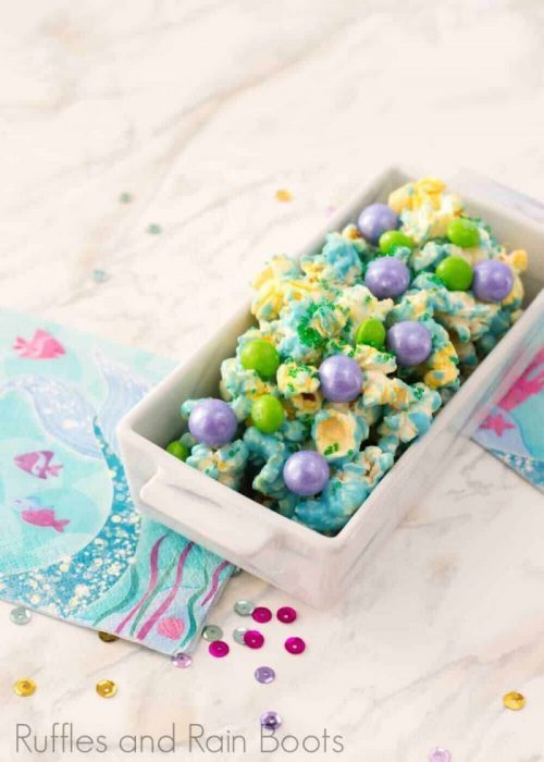 mermaid party food rainbow popcorn
