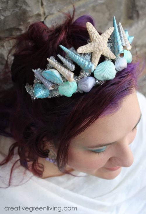 mermaid hair with diy shell headbands
