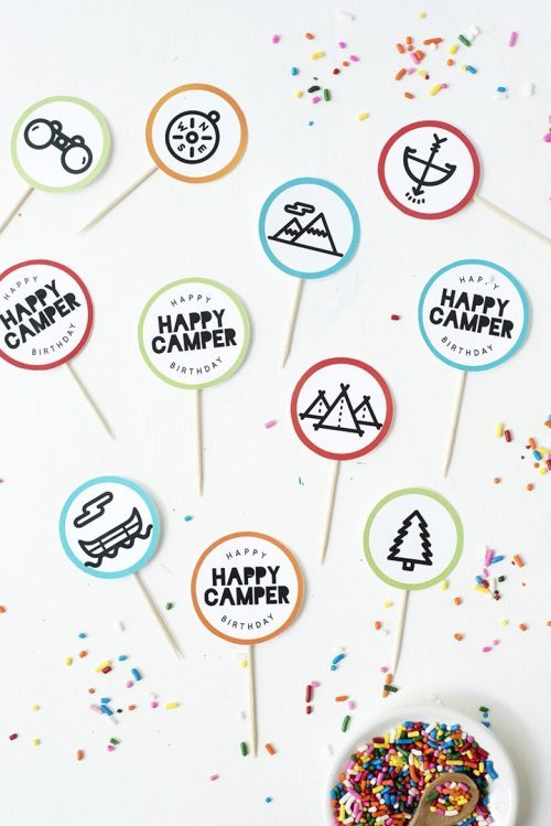 camping cupcake toppers