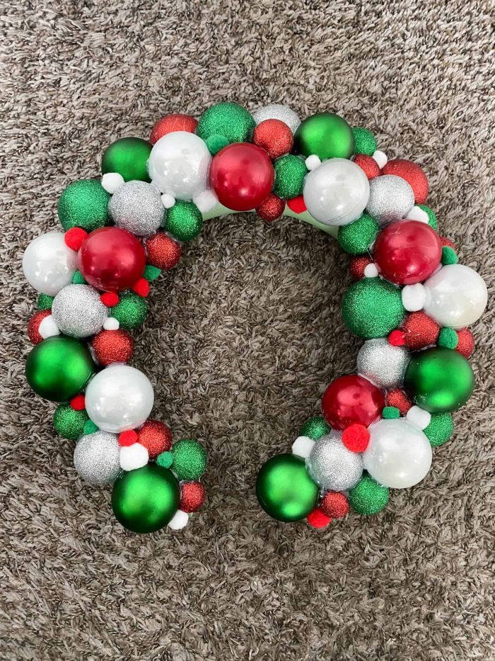 DIY Ornament Wreath with Pom-Poms