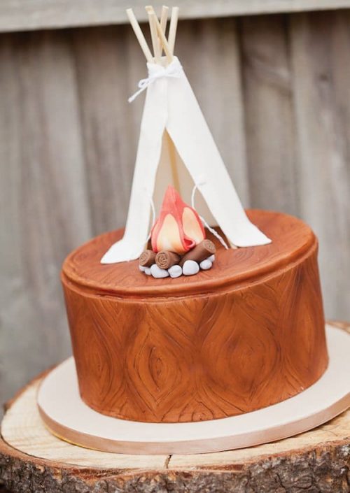 teepee campfire cake