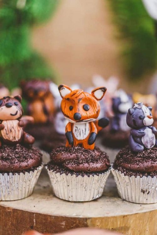 woodland animals cupcakes