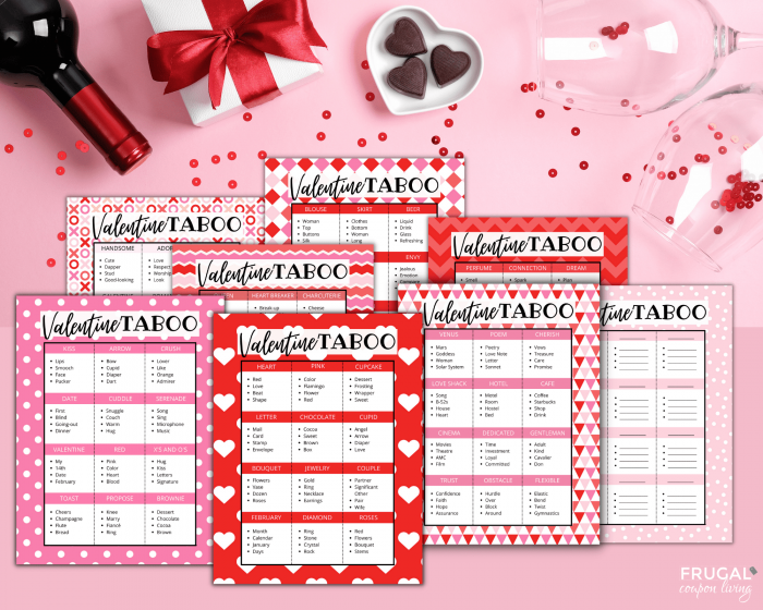 Valentine Taboo Game Cards