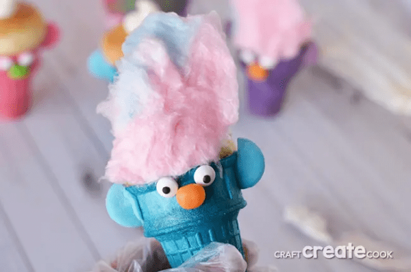 trolls cupcakes with cotton candy hair
