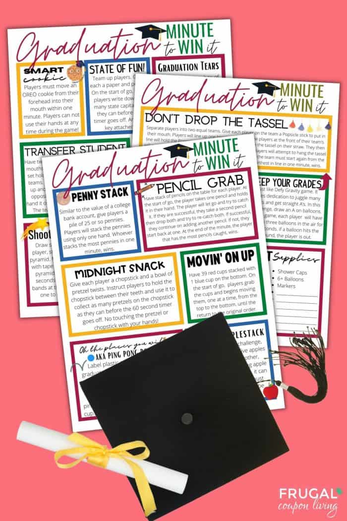 Minute to Win it Graduation Games printable sheets