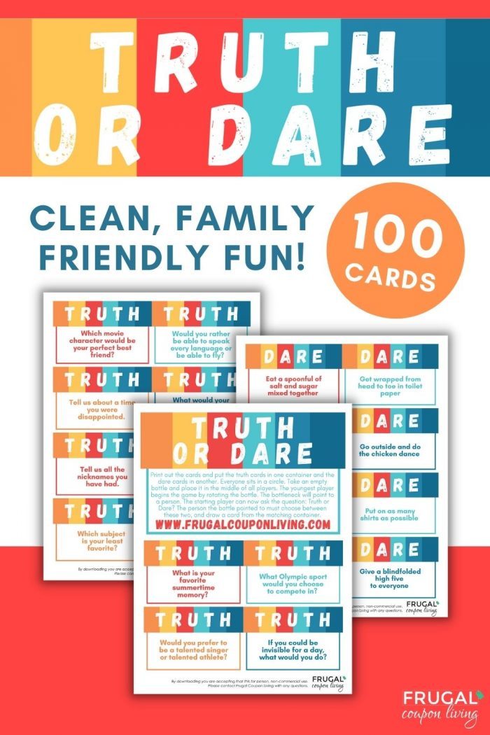 Printable Truth or Dare Card Game