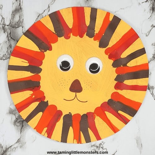 DIY paper plate craft lion safari birthday party craft
