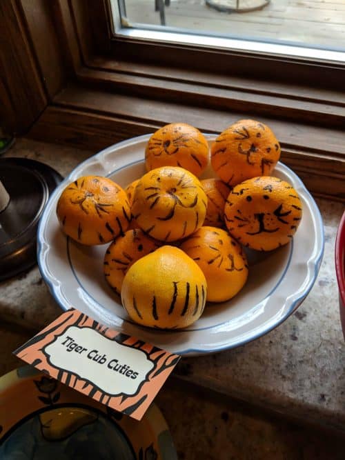 Adorable Tiger Oranges party food for a Jungle Party