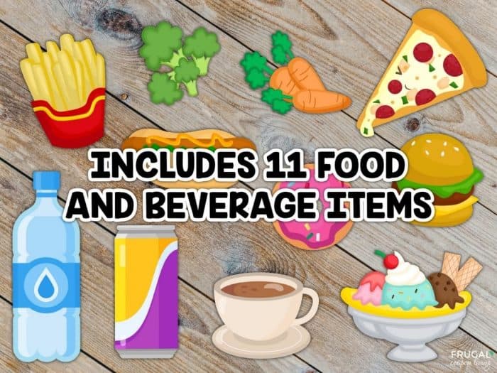 restaurant pretend play printable food