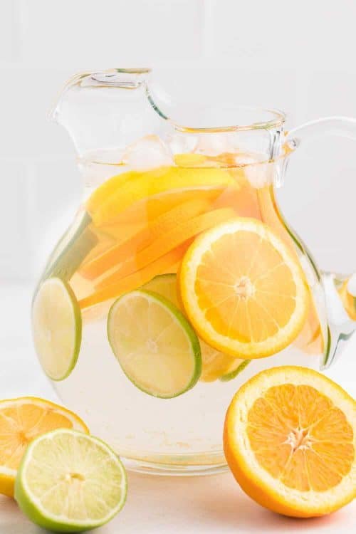 Spa party water recipe with citrus fruit