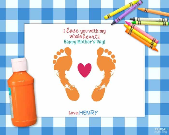 heart shape mothers day footprint art gift printble