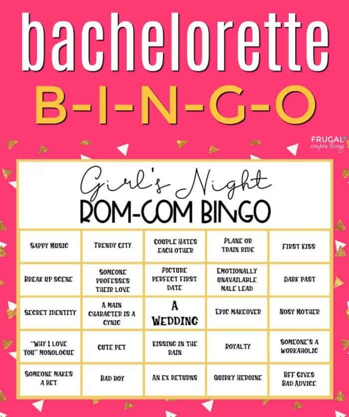 Bachlorette printable game rom com bingo girls night