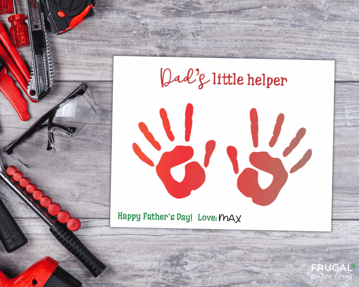 dads little helper fathers day handprint card printable