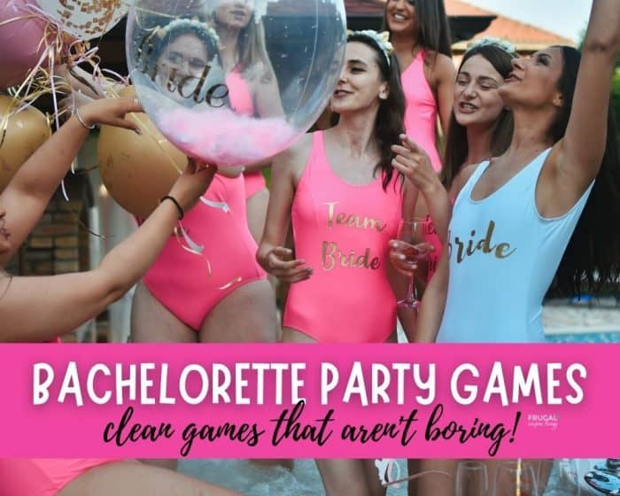 bride and bridesmaids playing clean bachelorette party games