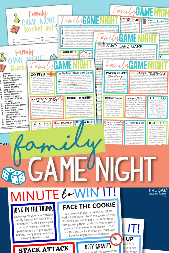17 page family game night ideas printable