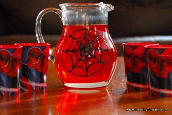 spiderman drink idea for birthday party