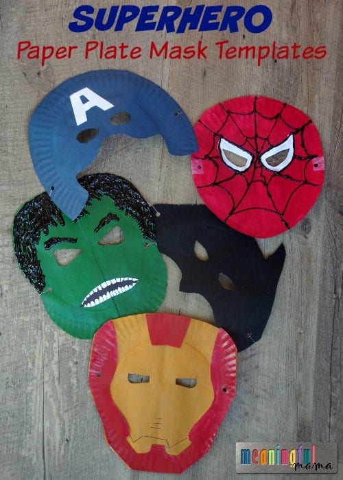 superhero party craft activities diy paper plate mask idea