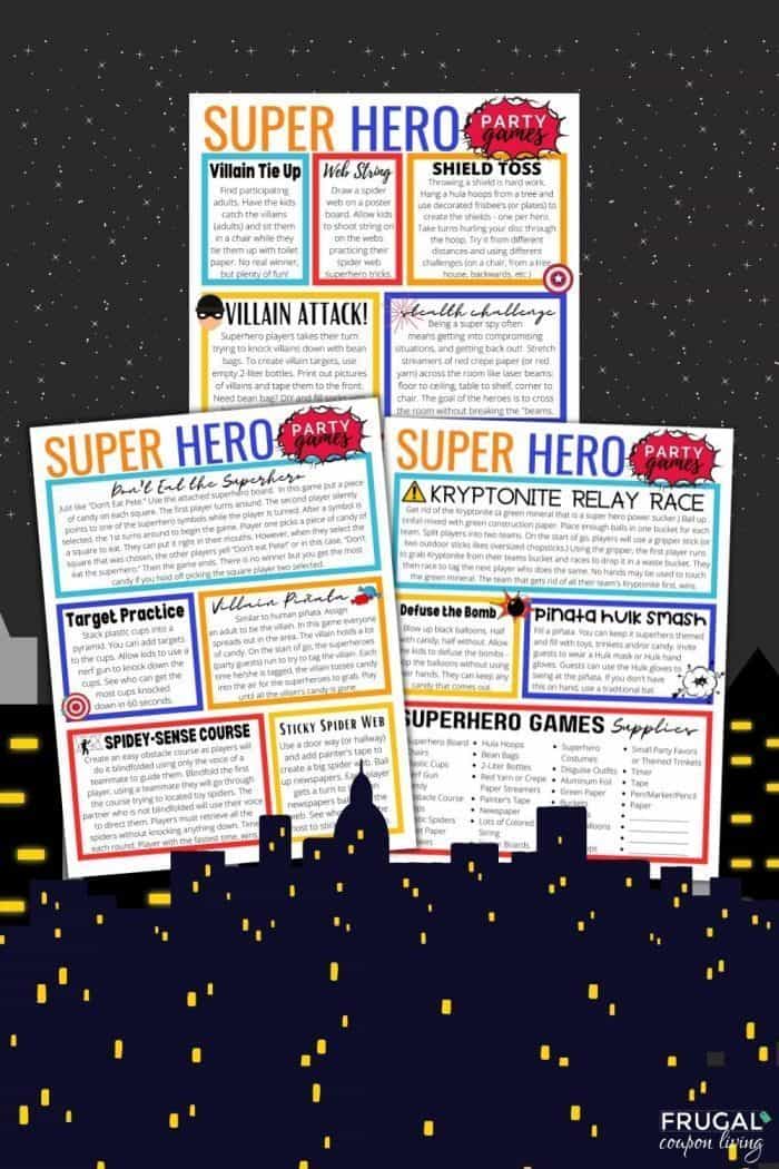 Best Kids Superhero Party Games Printables for a birthday party