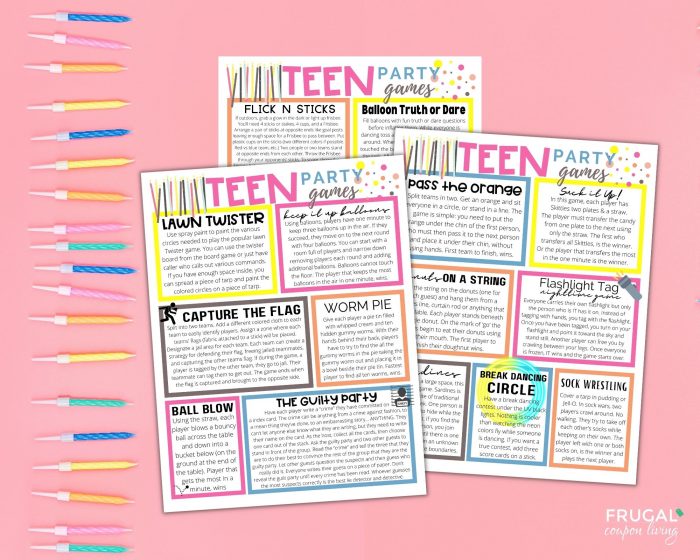 Teenage Party Game Printable