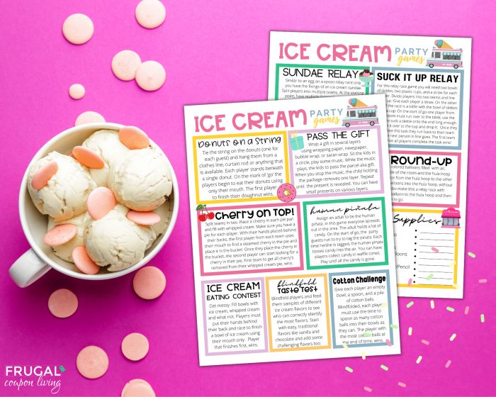 low-cost Ice cream party games and activities printable set