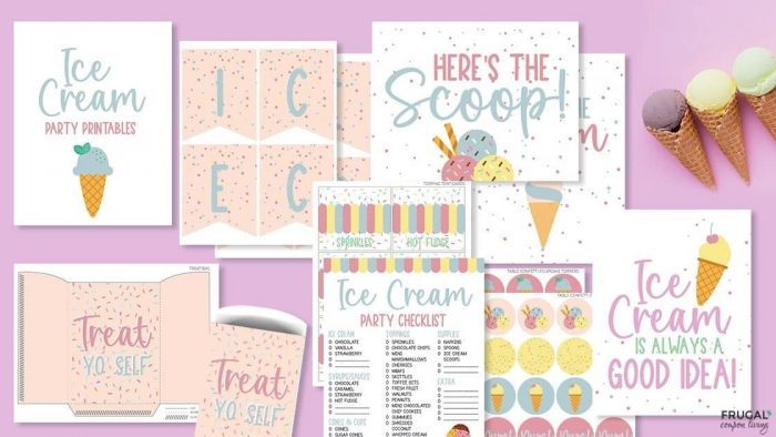 low-cost Ice cream party decorations printable