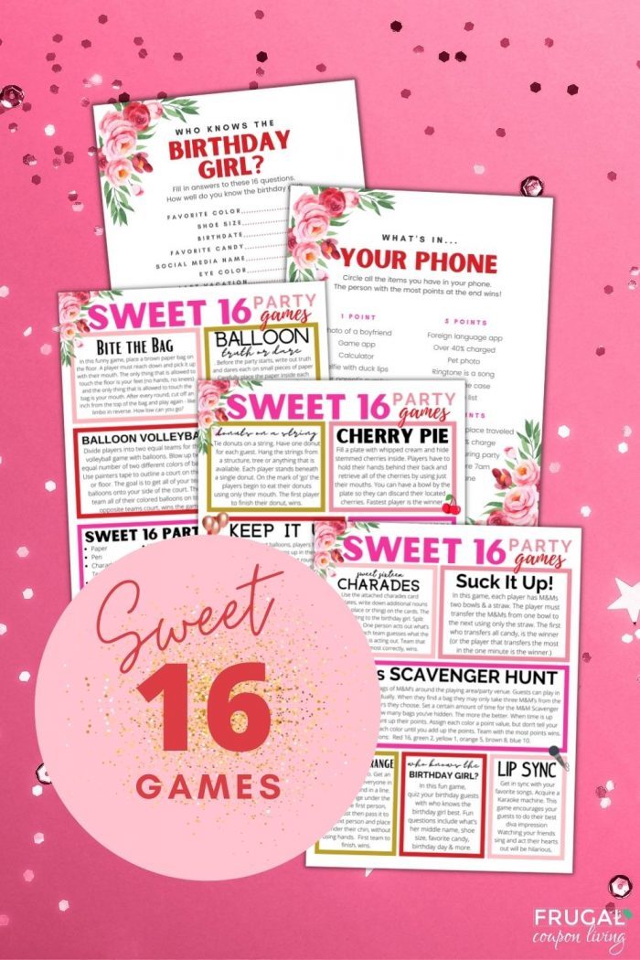 sweet 16 party games printable