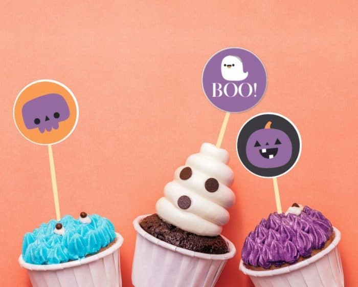 free printable cupcake toppers and halloween confetti