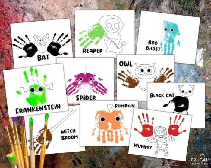Halloween handprint arts and crafts printable for preschool