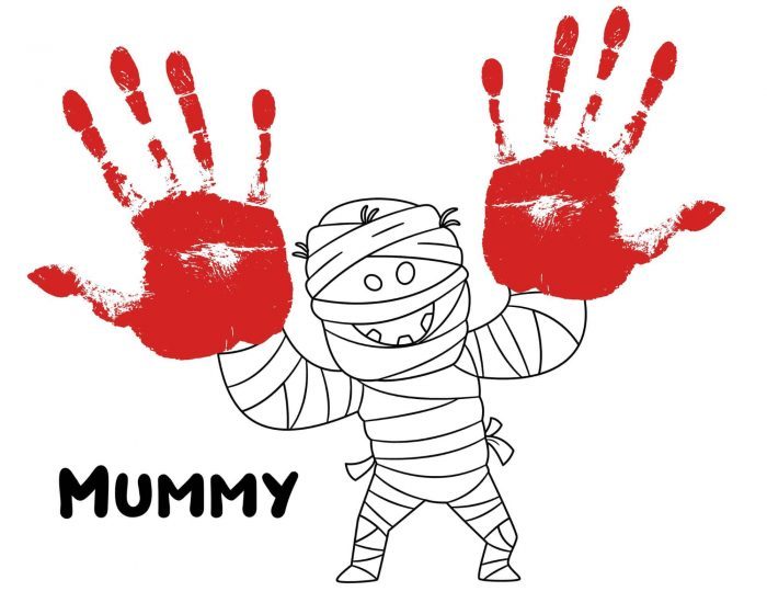 mummy handprint craft for halloween