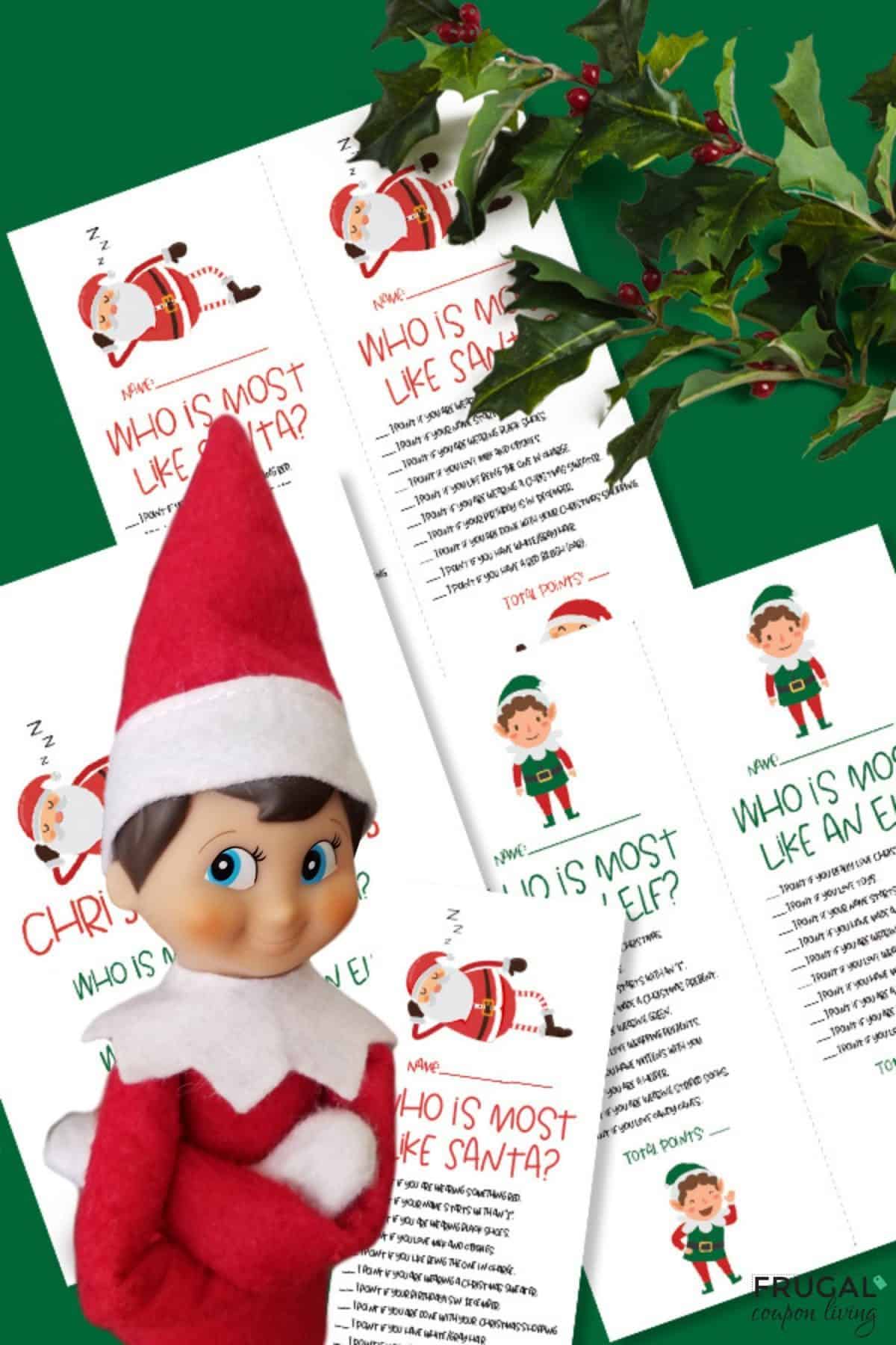 who is most like santa who is most like elf activity sheets free printable