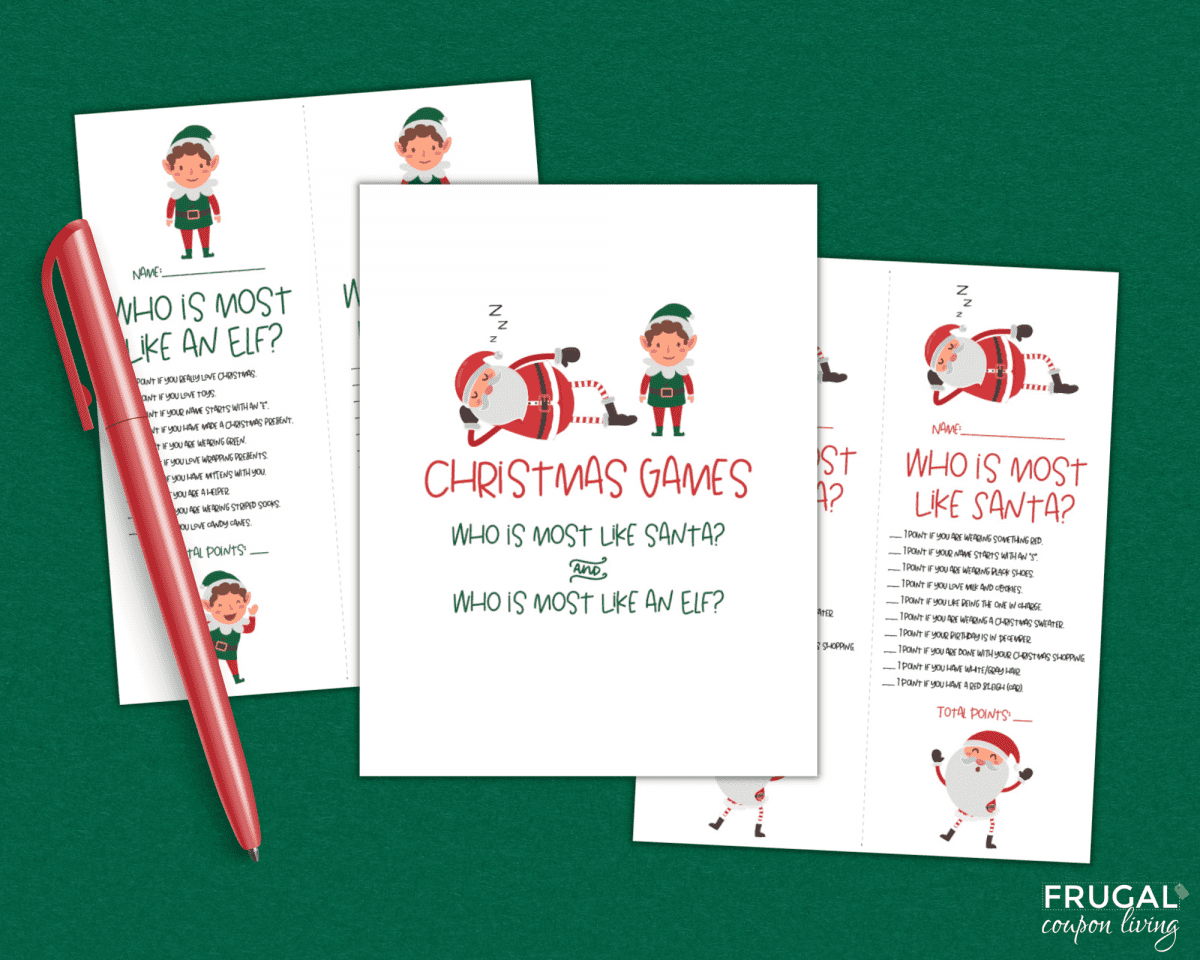 free printable Cute Elf & Santa Claus Activity Sheets