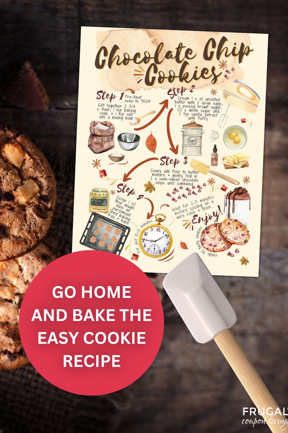 how to make easy chocolate chip cookies recipe for kids with printable recipe infographic