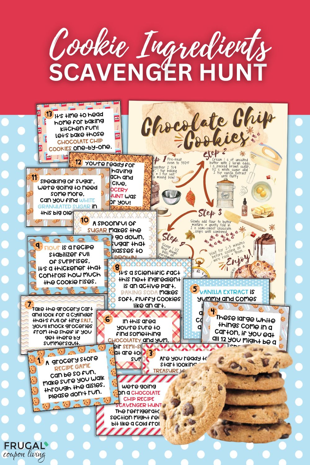 grocery store scavenger hunt for easy chocolate chip cookies recipe ingredients
