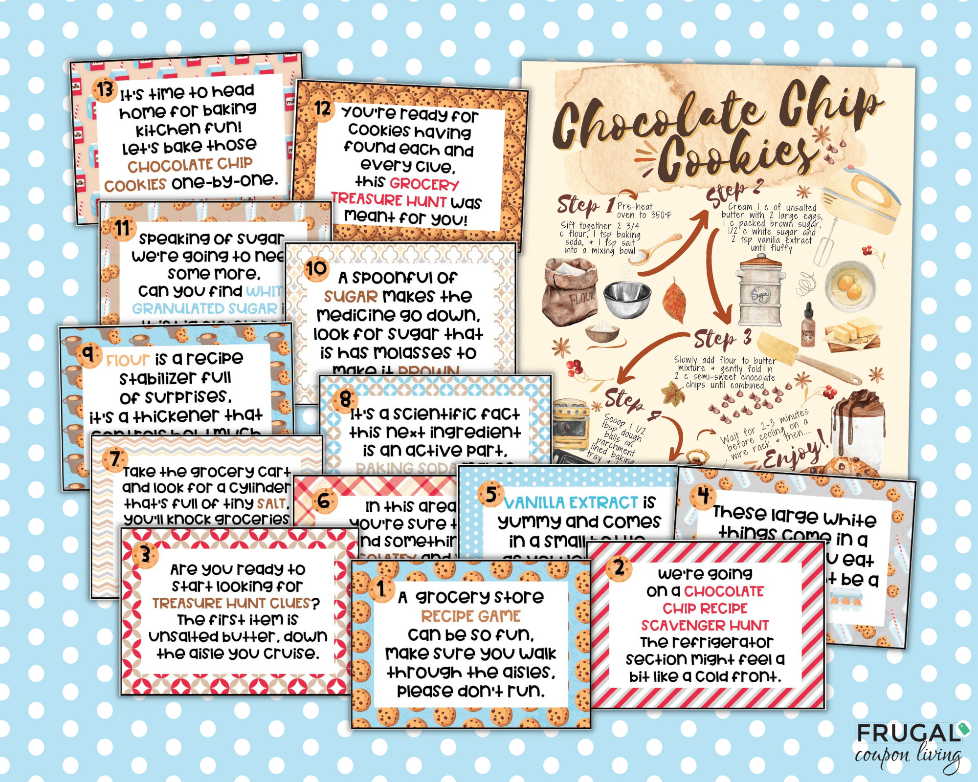 cute grocery store scavenger hunt and chocolate chip cookie recipe printable