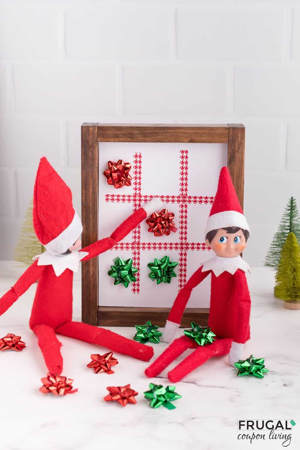 diy elf on the shelf tic tac toe xs and os using bows