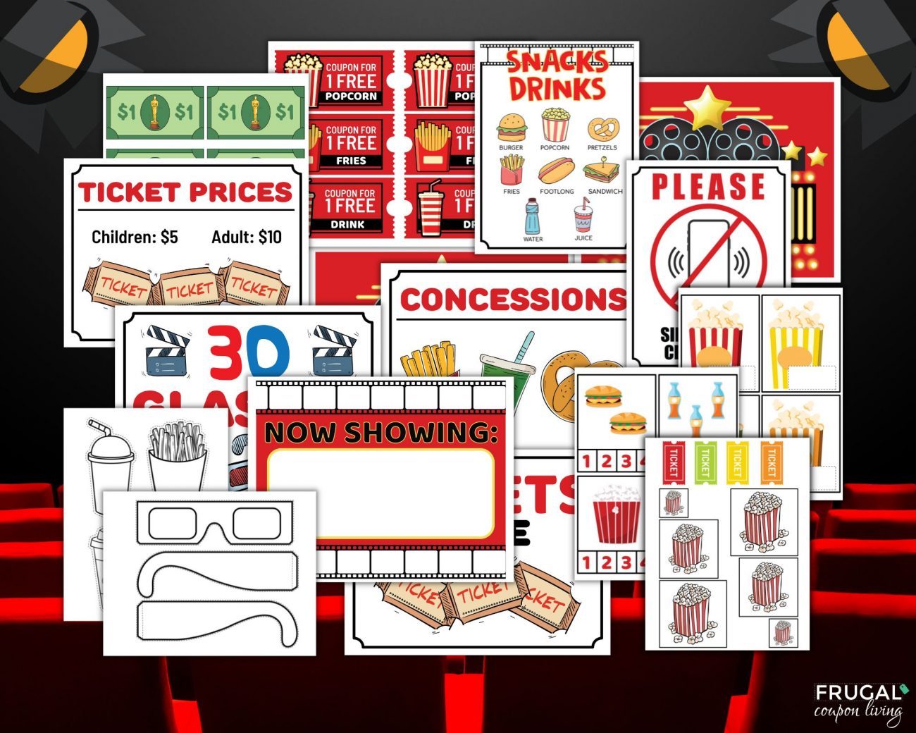 printable pretend play movie theater ideas