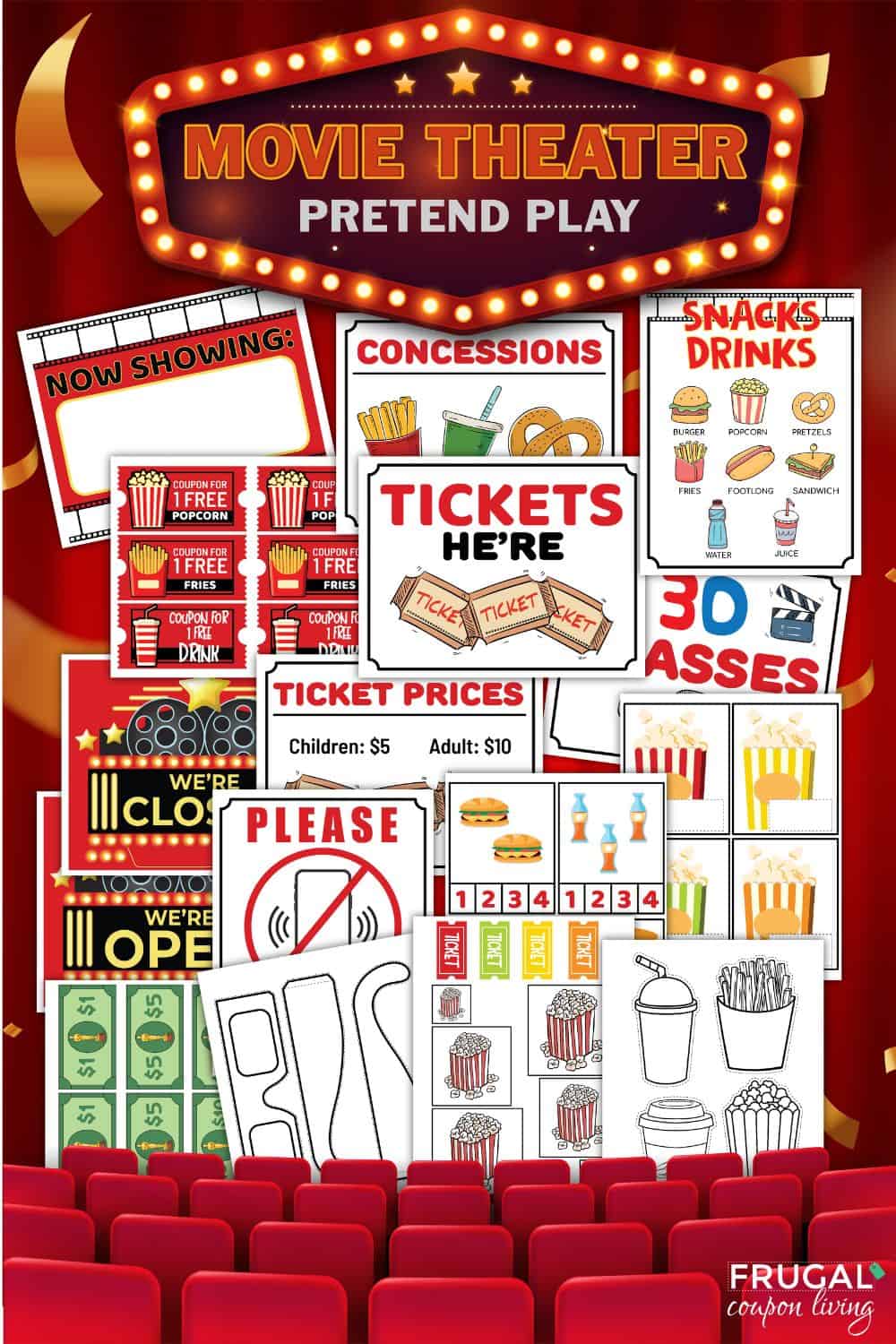 pretend play movie theater printables