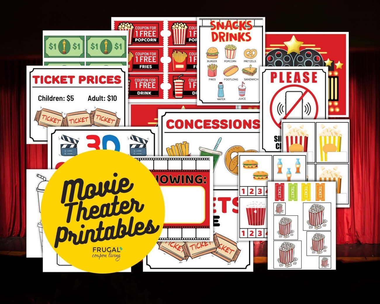 printable movie theater set