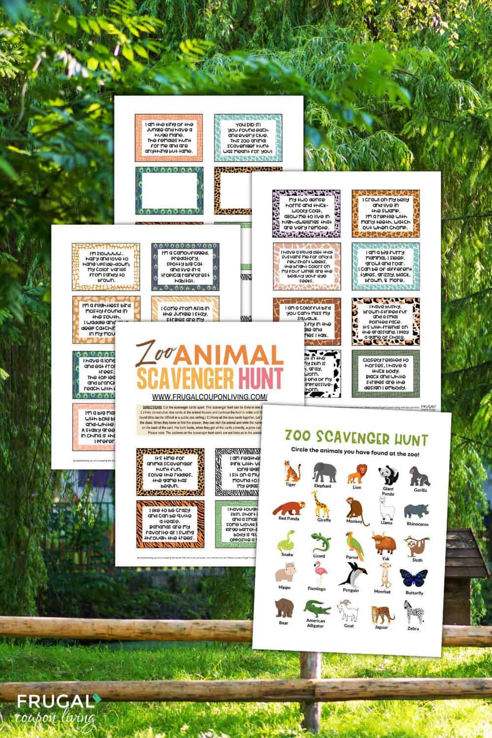 printable scavenger hunt at the zoo for kids, adults, preschoolers