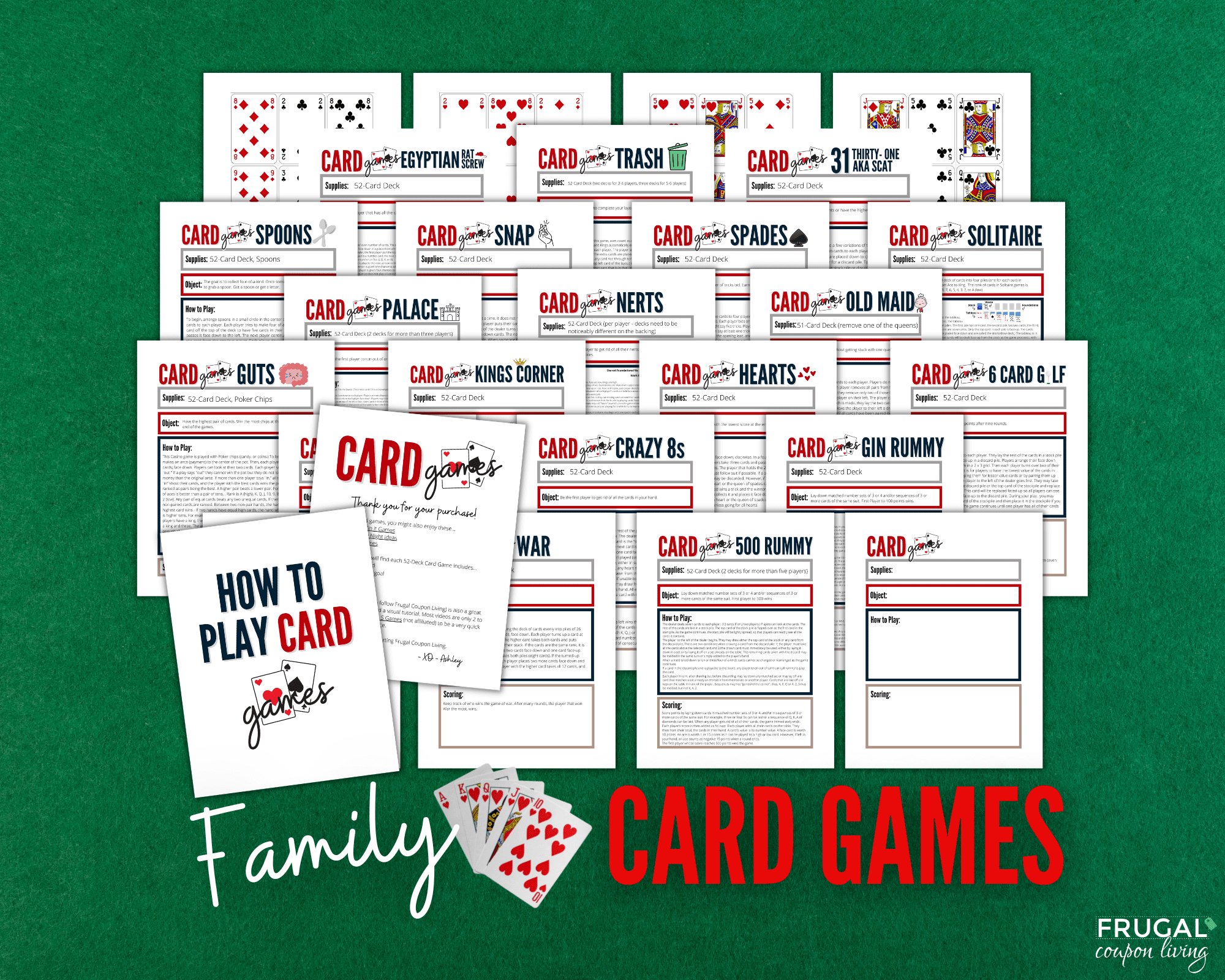 29 fun family card games printable game set