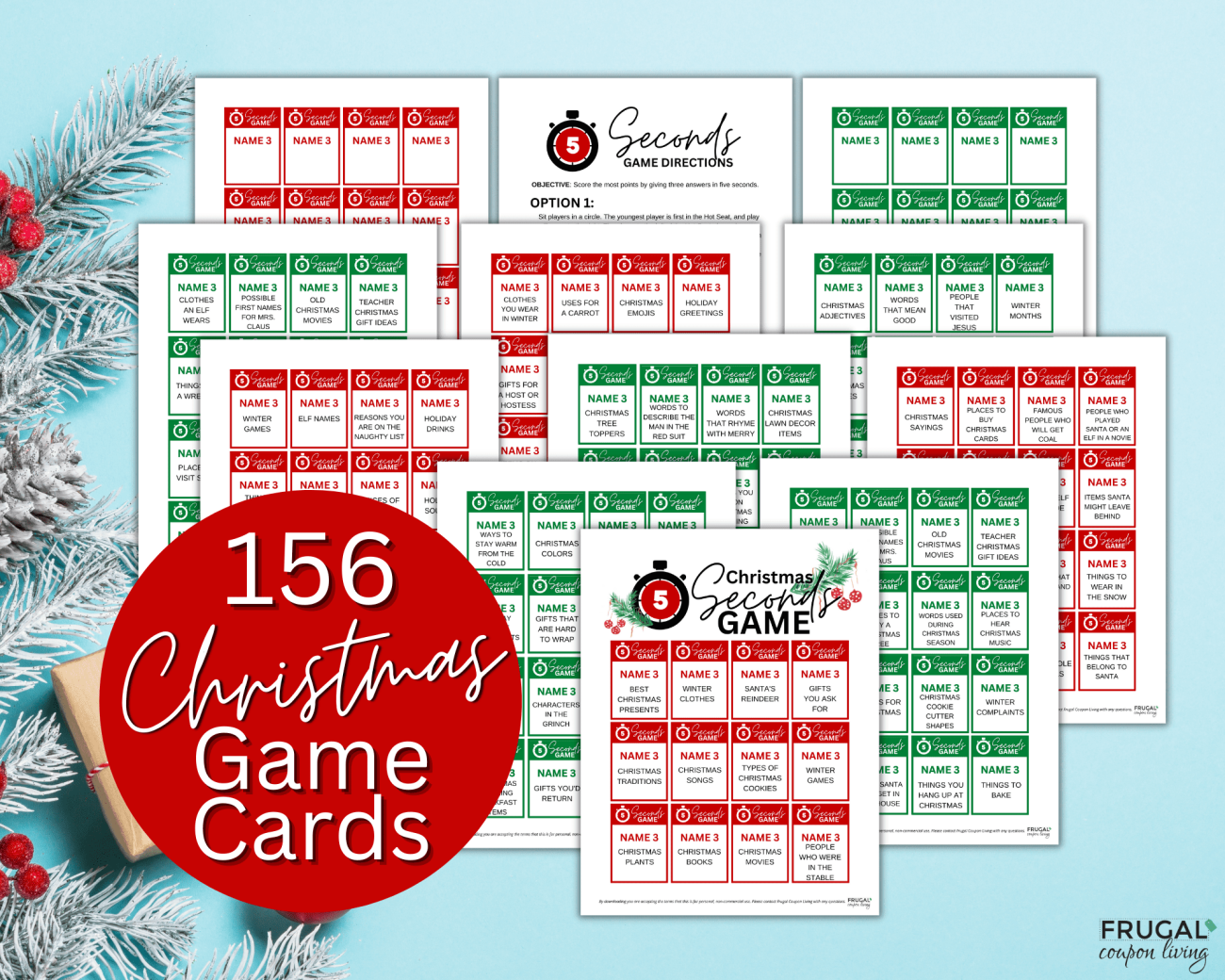 printable 5 second games to play at christmas