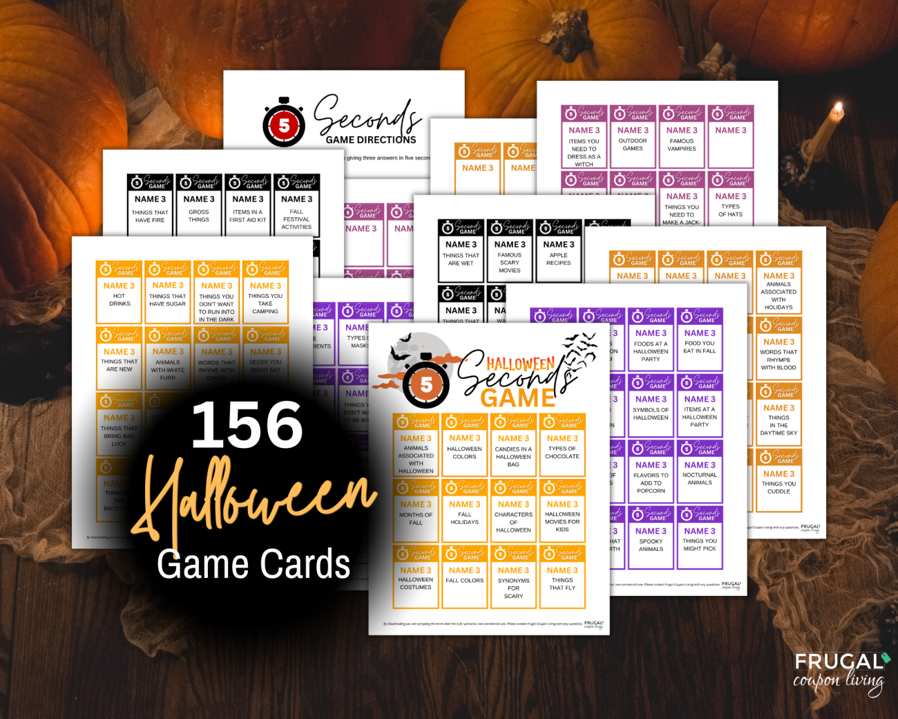 5 second game card halloween printable