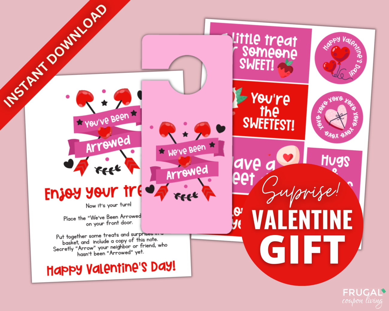 Spread the Love Valentine Game Printable You've Been arrowed you've been hugged you've been booed