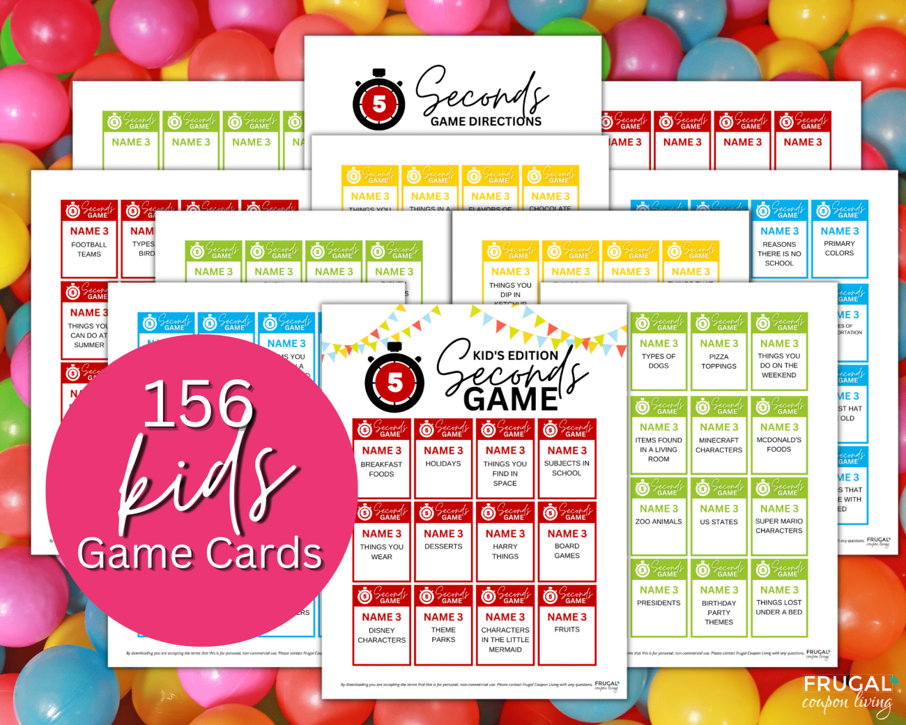 printable 5 second games for kids